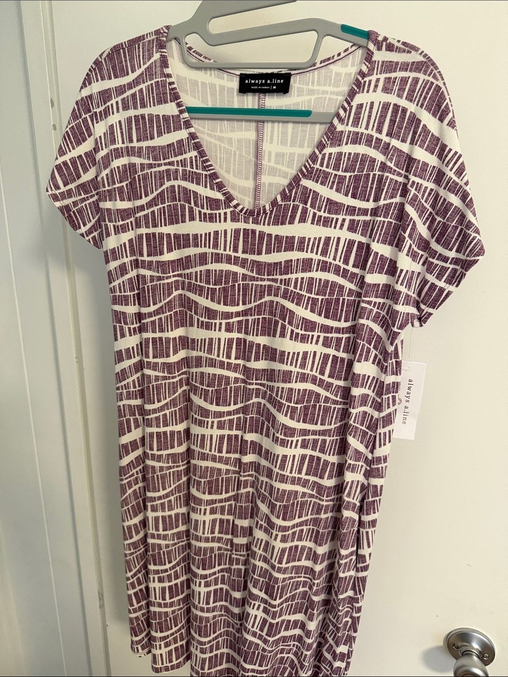 Always A.line Mauve Patterned V-Neck Women's dress
